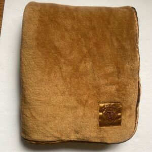 Ariat Gold Plush Throw Blanket with Embroidered Logo